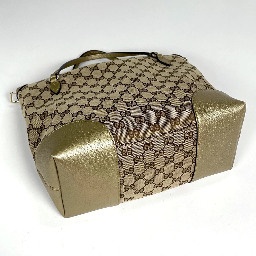 Gucci Beige canvas gold Bree Handbag Cream GG Gold Cream